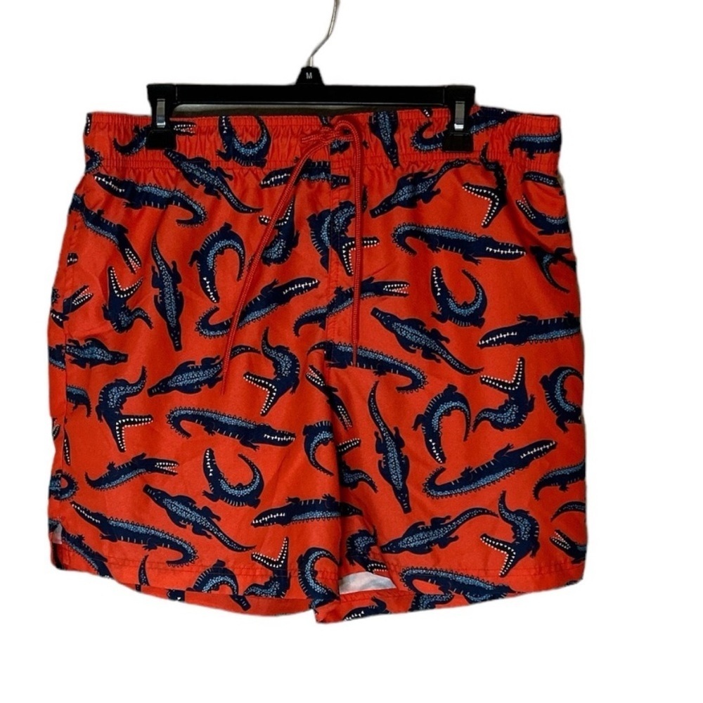 Orange swim trunks with alligators size L